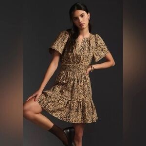 Anthropologie Somerset Mini Leopard Print Dress Size XL